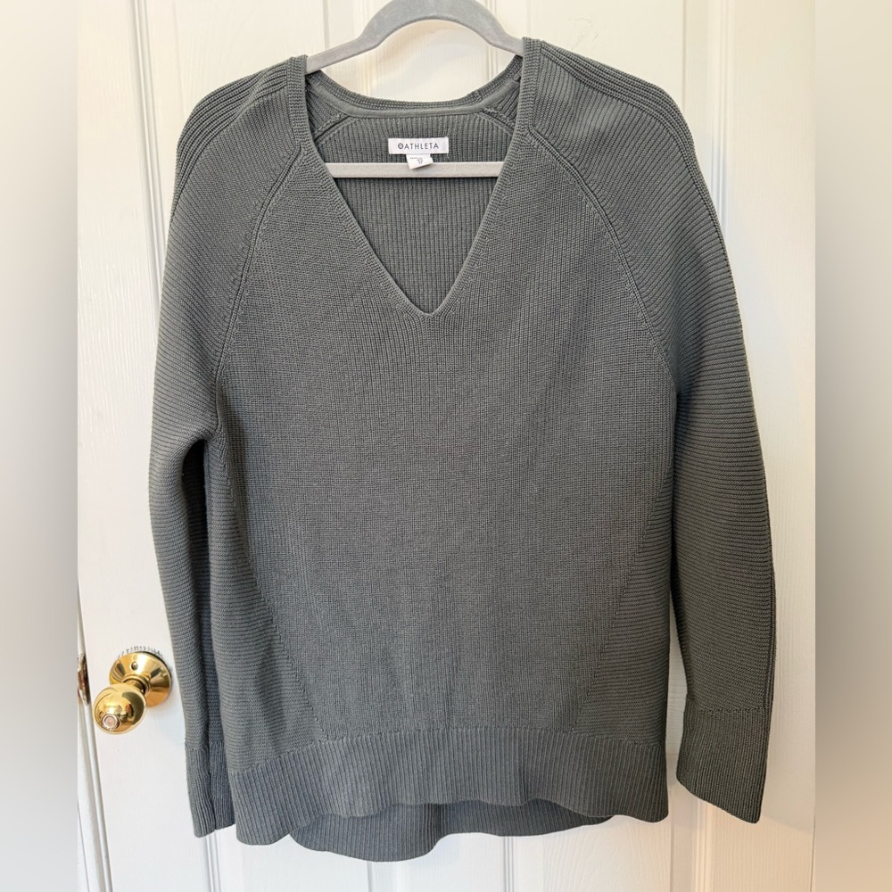 Athleta Women's Grey Hanover V-Neck Sweater